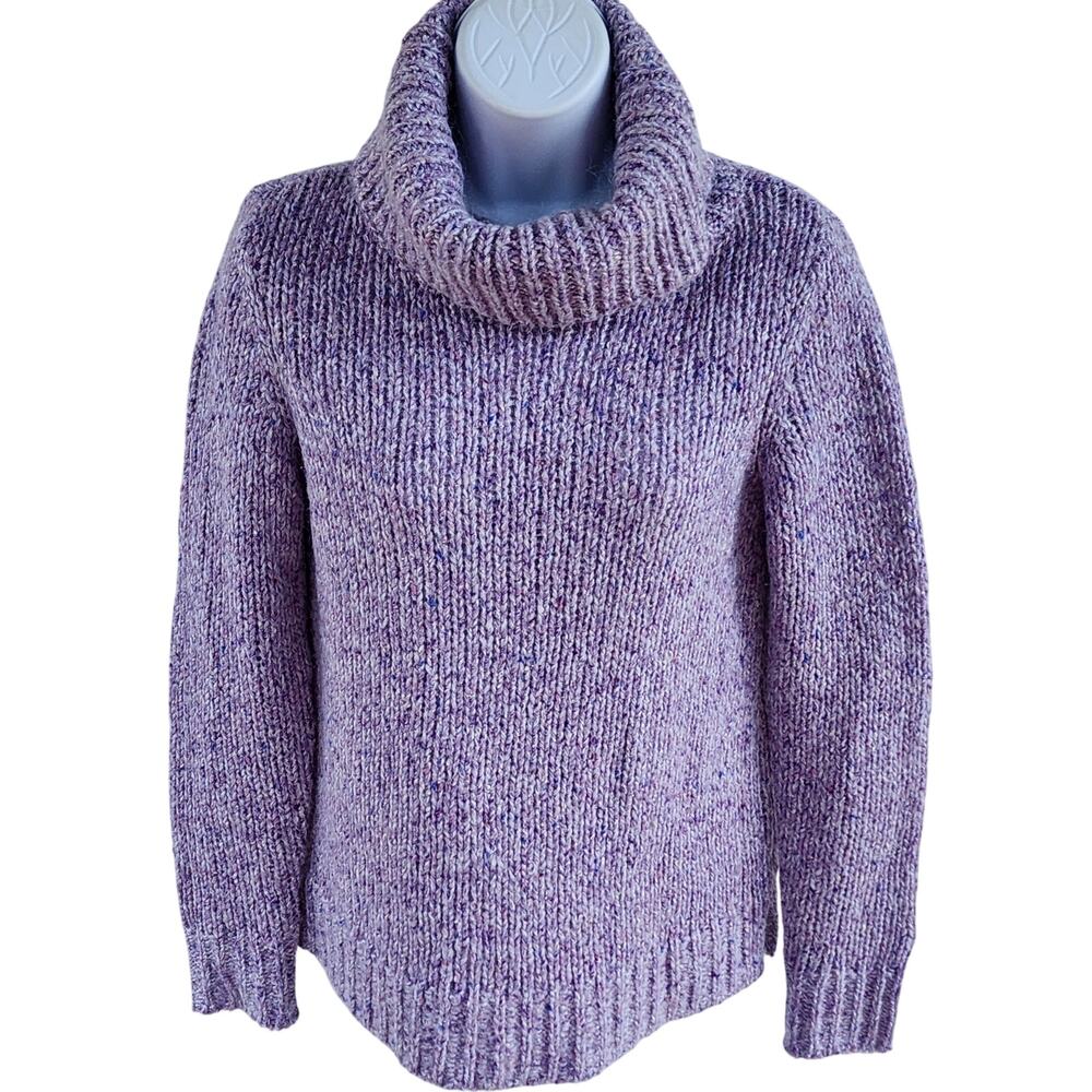 Talbots Light Purple Turtleneck Sweater sz S Chunky Speckled Wool Mohair Blend